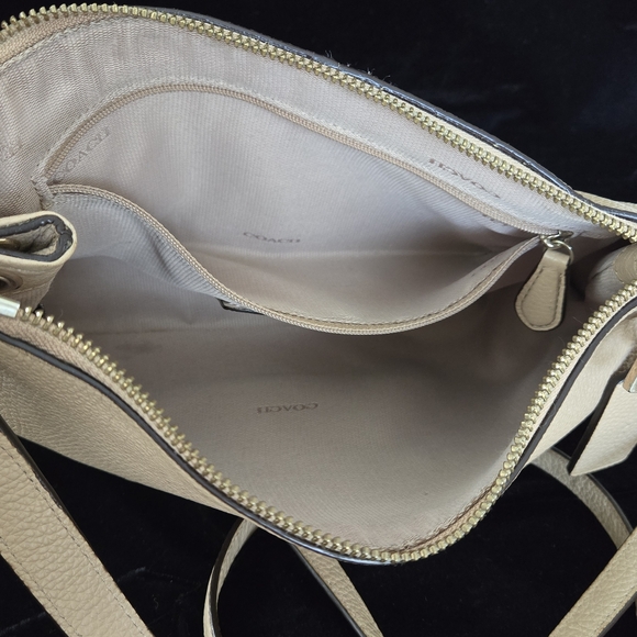 Coach Charley Embossed Horse and Carriage Pebbled Leather Crossbody TAN - Picture 10 of 14